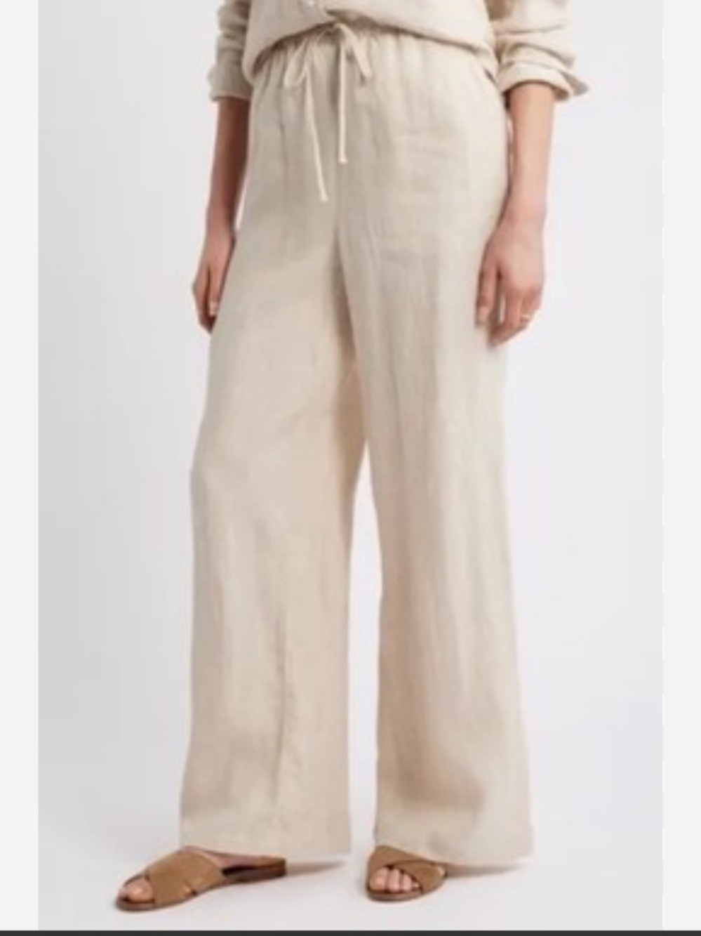 Joie Drawstring Linen Pants — Light Beige